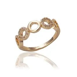 ANEL DE CIRCULOS DELICADOS LISO E  CRAVEJADO  - 16 - OURO