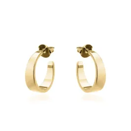 BRINCO ARGOLA LISA LARGA PEQUENA COM TARRAXA - OURO