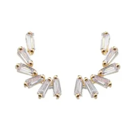 BRINCO EAR CUFF COM ZIRCONIA BAGUETE BANHADO A OURO