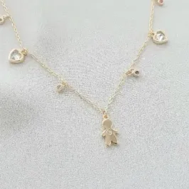 COLAR DE FILHO MENINO C/ ZIRCONIAS - MÃE
