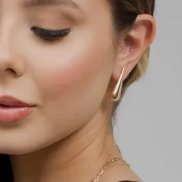 Brinco Gota Liso Grande Banho Ouro 18k Semijoia