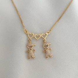 COLAR DE 2 FILHOS MENINO CRAVEJADO - MÃE