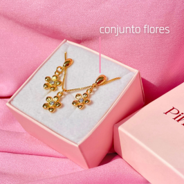 COLAR FLOR COM ZIRCONIA
