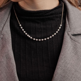 Colar Pérolas Coleção Essencial 45CM Banhado Em Ródio