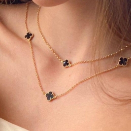 COLAR TREVO PRETO DELICADO  - VIRGINIA