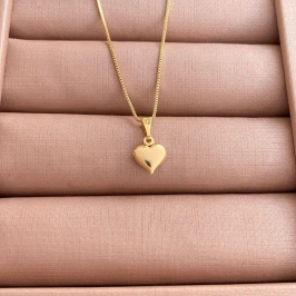 COLAR CORAÇÃO LISO DUPLO 45CM - JARDIM SECRETO