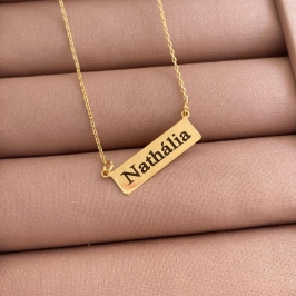 COLAR DE NOME PLACA ELEGANCE 45CM - PERSONALIZADO