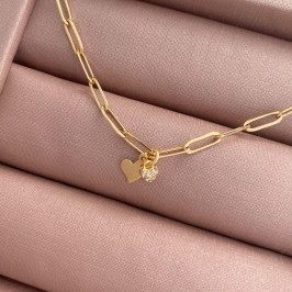 PULSEIRA DOIS CORAÇÕES DELICADOS  45CM