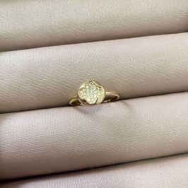 ANEL TREVO CRAVEJADO BANHADO A OURO - 16