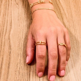 ANEL MINIMALISTA DUPLO ESFERA E LISO - AURA