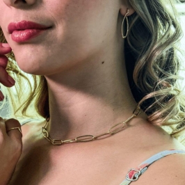 COLAR CHOKER ELOS RETANGULARES LISO 40CM - AURA