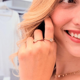 Anel Quadrado Cravejado Aura Banhado Em Ouro 18k