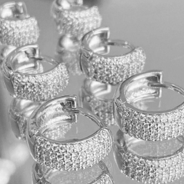 BRINCO TRIO DE ARGOLAS CRAVEJADAS GROSSA - PRIME