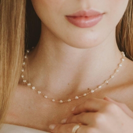 Colar Choker Pérola Coração 40cm Delicado Banho Ouro 18k