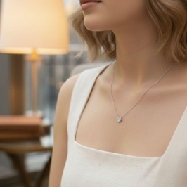 Colar Coração Aura Cravejado Zircônias Banho Ródio Branco