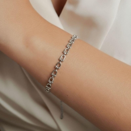 Pulseira Malha Taça Wine Banho Ródio Branco