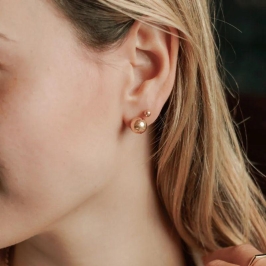 Brinco Fabiana Bola Lisa Grande Banho Ouro 18k