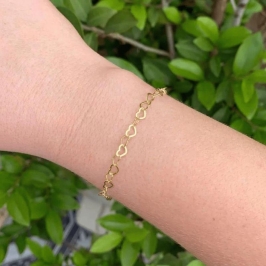 Pulseira De Elos De Coração Best-seller Banhado Em Ouro