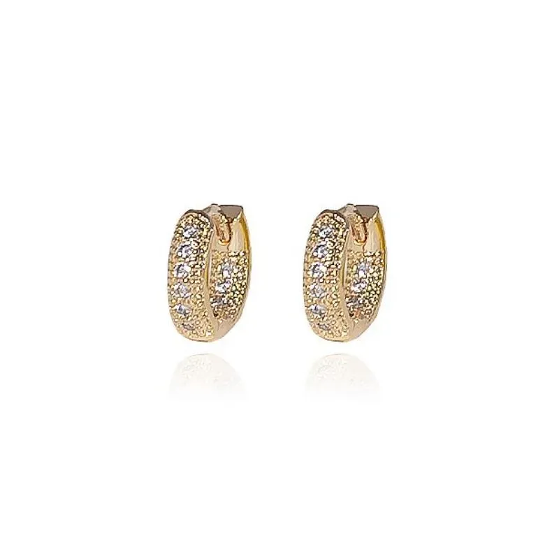 BRINCO ARGOLA CRAVEJADA DENTRO E FORA PEQUENA BANHADA A OURO