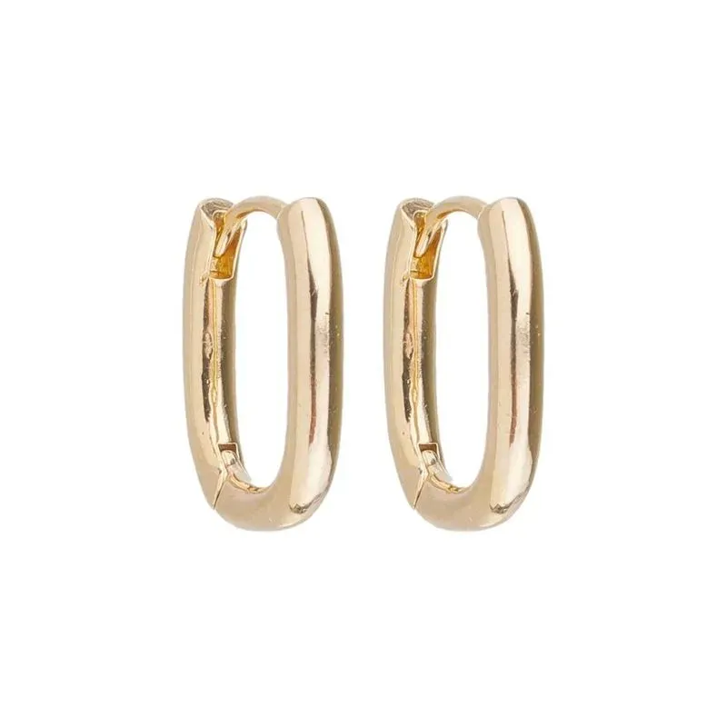 BRINCO ARGOLA DE CLICK RETANGULAR  BANHADA A OURO