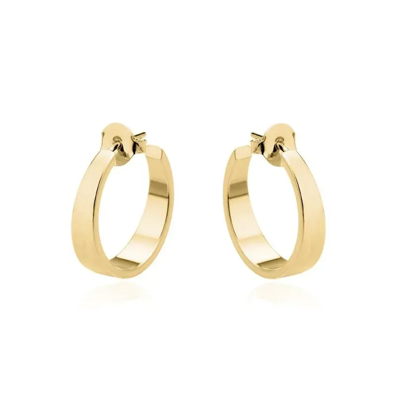 BRINCO ARGOLA LISA LARGA MÉDIA COM TARRAXA - OURO