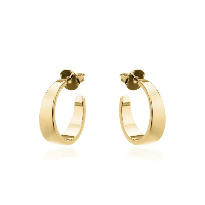 BRINCO ARGOLA LISA LARGA PEQUENA COM TARRAXA - OURO