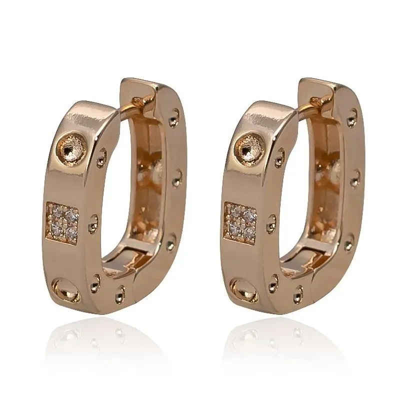 BRINCO ARGOLA RETANGULAR CLICK C/ ZIRCONIAS PEQUENO - OURO