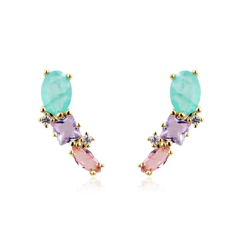 BRINCO EAR CUFF COLORIDO - OURO