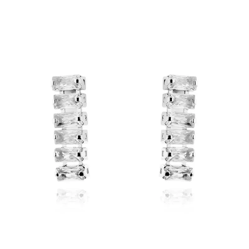 BRINCO RIVIERA BAGUETTE CRISTAL - RÓDIO BRANCO
