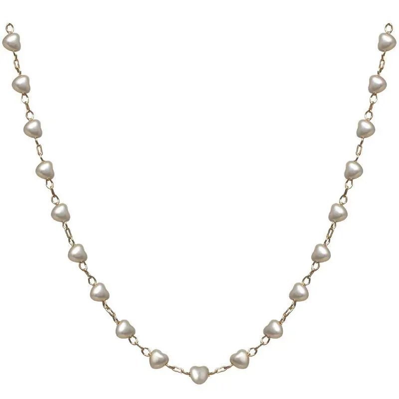 COLAR CHOKER DE PÉROLA PEQUENAS DE CORAÇÃO - OURO