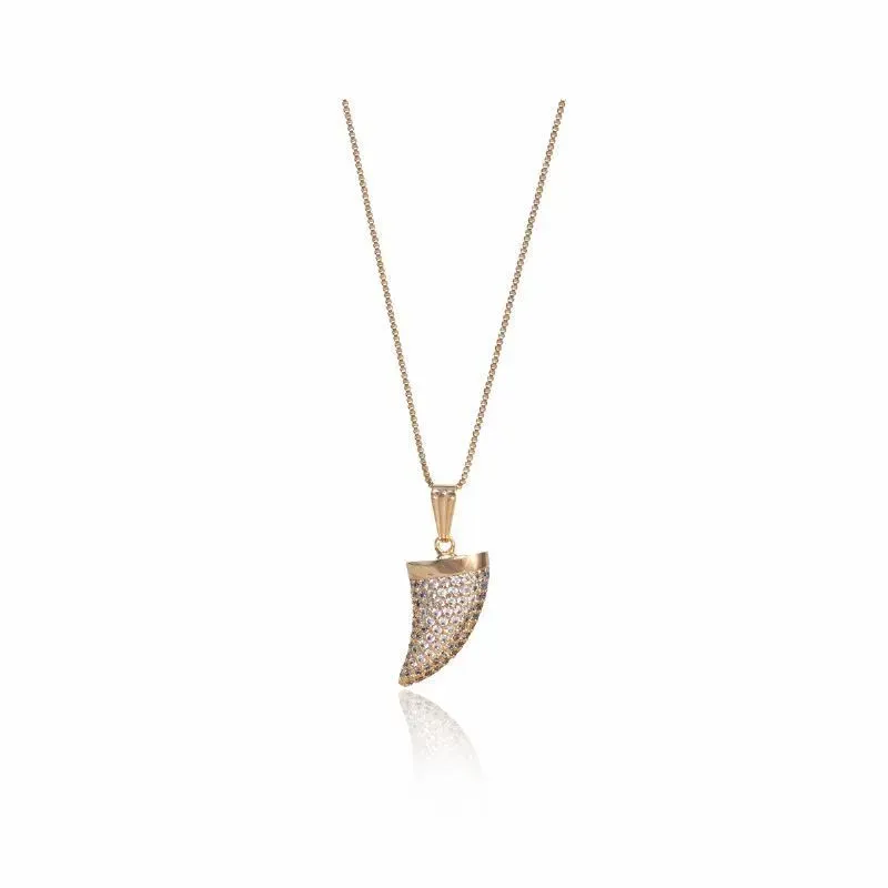 COLAR DENTE DE TIGRE CRAVEJADO - OURO