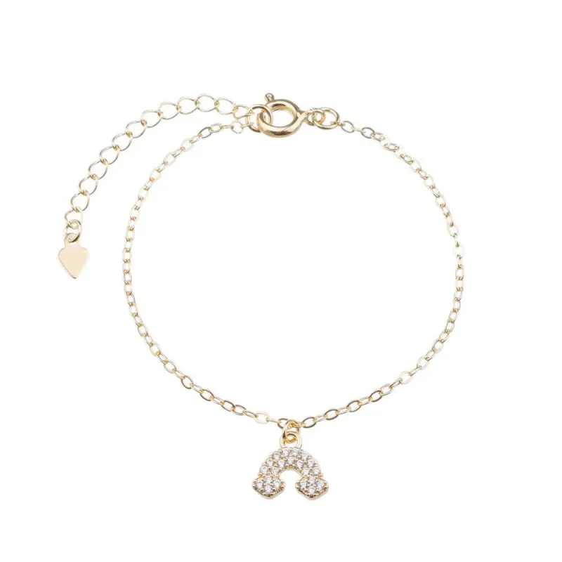 PULSEIRA INFANTIL ARCO-ÍRIS CRAVEJADO BANHADO A OURO