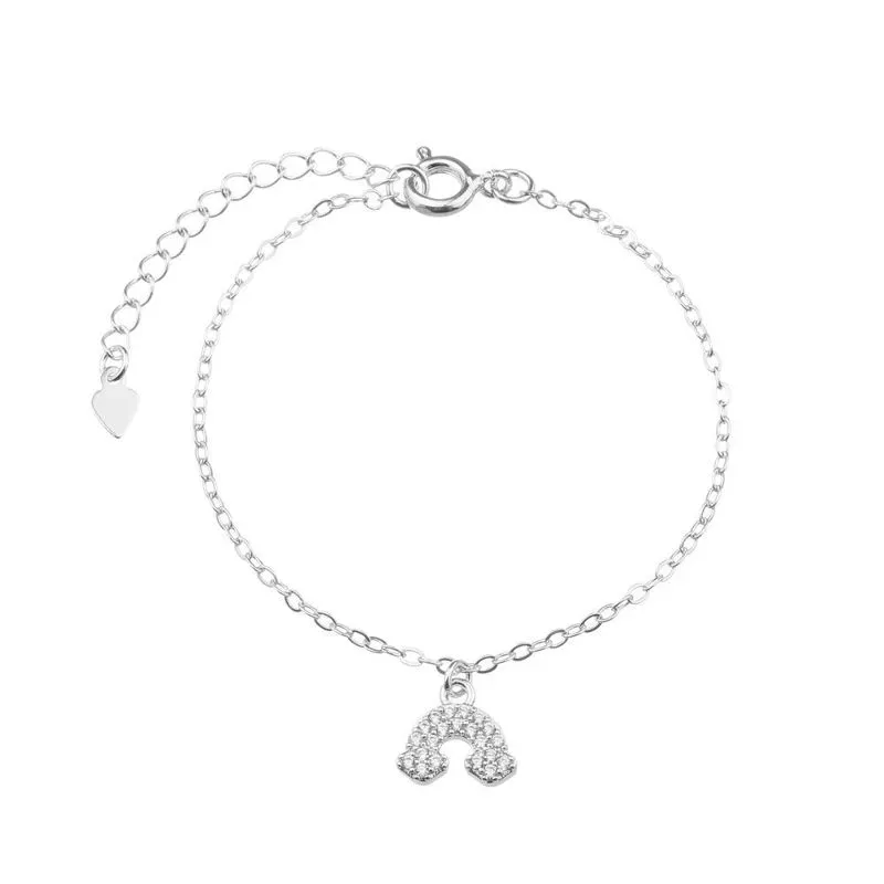 PULSEIRA INFANTIL ARCO-ÍRIS CRAVEJADO BANHADO A RÓDIO BRANCO