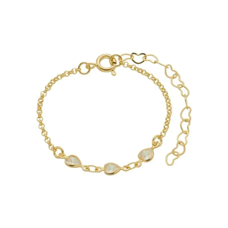 PULSEIRA INFANTIL TRÊS CORAÇÕES  BANHADA A OURO