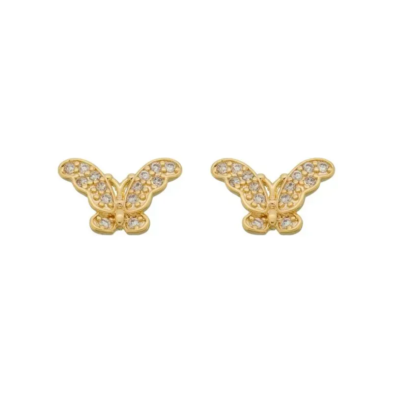 BRINCO BORBOLETA CRAVEJADA BANHADO A OURO