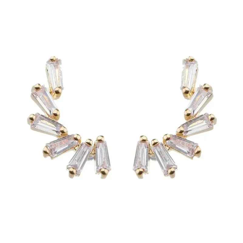 BRINCO EAR CUFF COM ZIRCONIA BAGUETE BANHADO A OURO