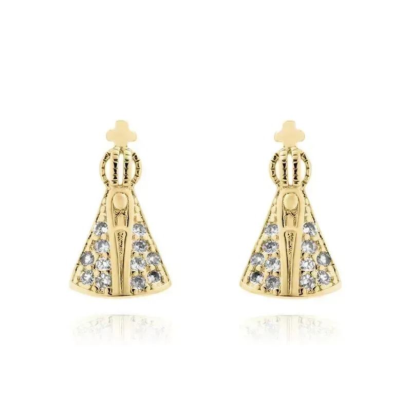 BRINCO NOSSA SENHORA MANTO CRISTAL - OURO