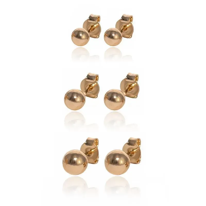 BRINCO TRIO DE BOLAS LISAS BANHADO A OURO