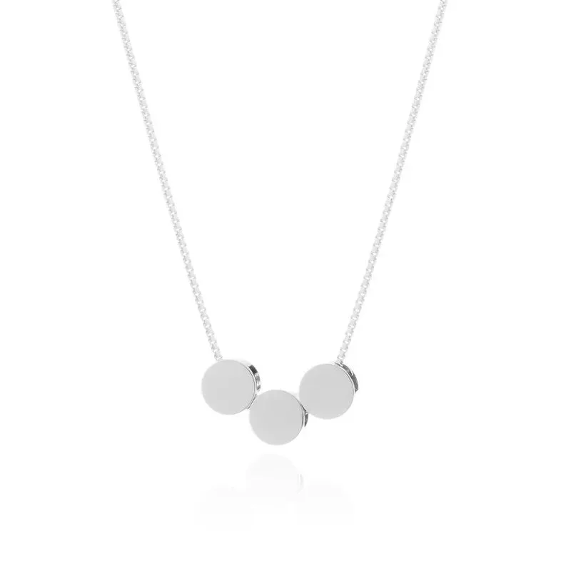 COLAR C/3 CIRCULOS LISOS E PEQUENOS  - RÓDIO BRANCO