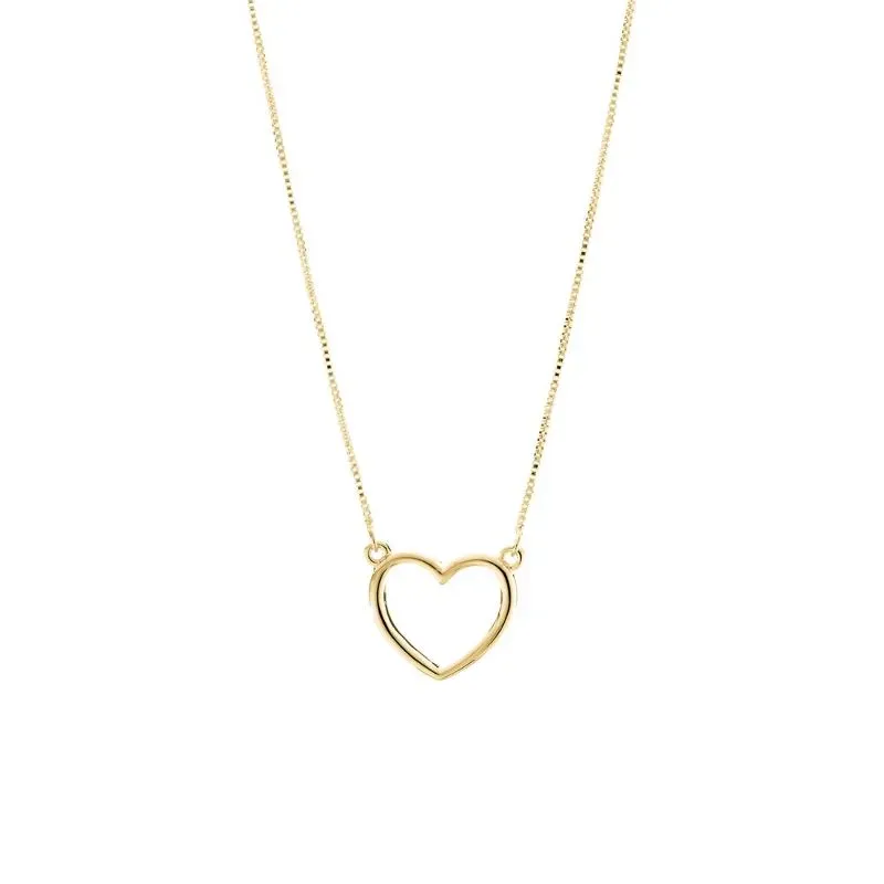 COLAR CORAÇÃO LISO VAZADO 45CM - OURO