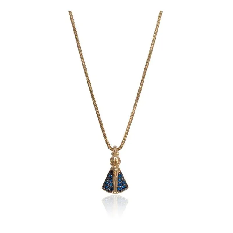 COLAR DE NOSSA SENHORA CRAVEJADA CRISTAL PP - RÓDIO BRANCO