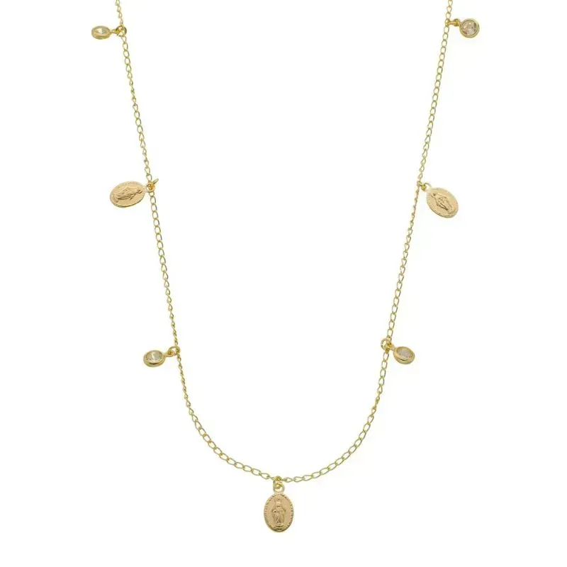 COLAR NOSSA SENHORA DAS GRAÇAS 45 CM BANHADO A OURO