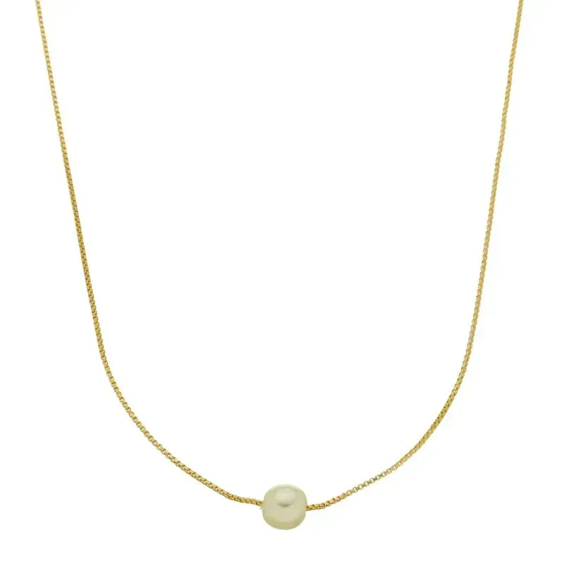 COLAR PEROLA ELISABETE 45CM BANHADO A OURO