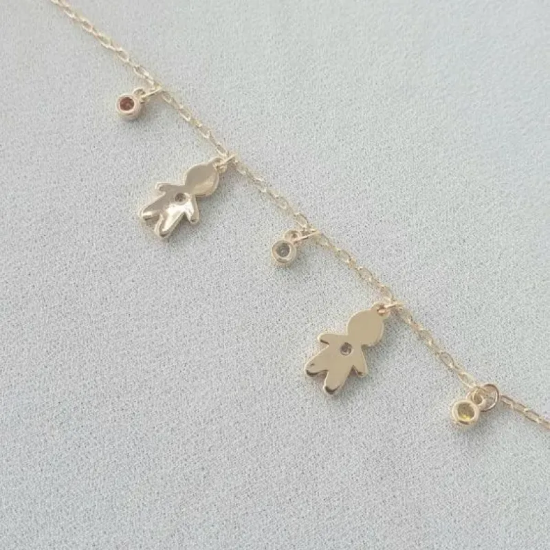 PULSEIRA DOIS FILHOS MENINOS C/ ZIRCONIAS COLORIDAS