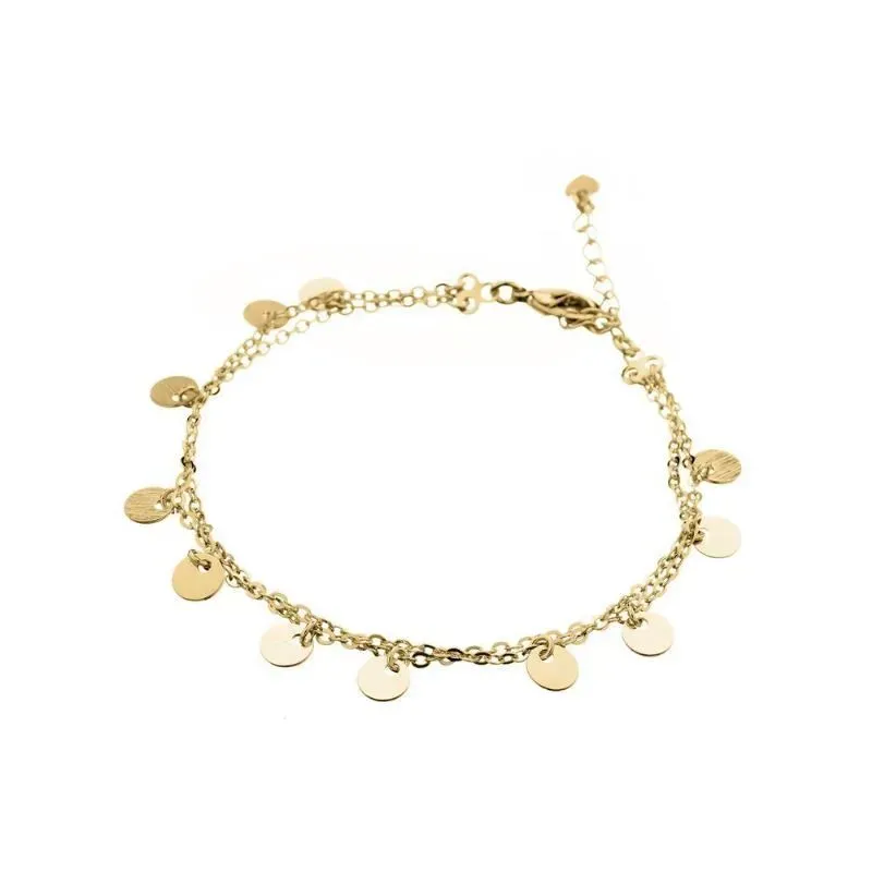 PULSEIRA DUPLA COM MEDALHAS REDONDAS - OURO