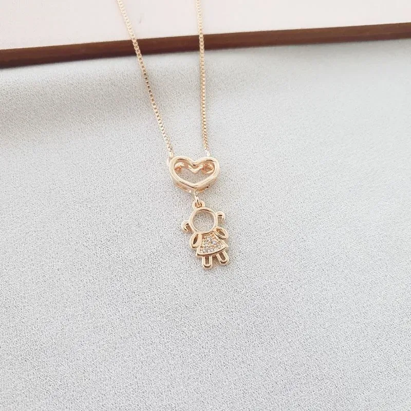 COLAR DE FILHA MENINA CRAVEJADO BANHADO A OURO