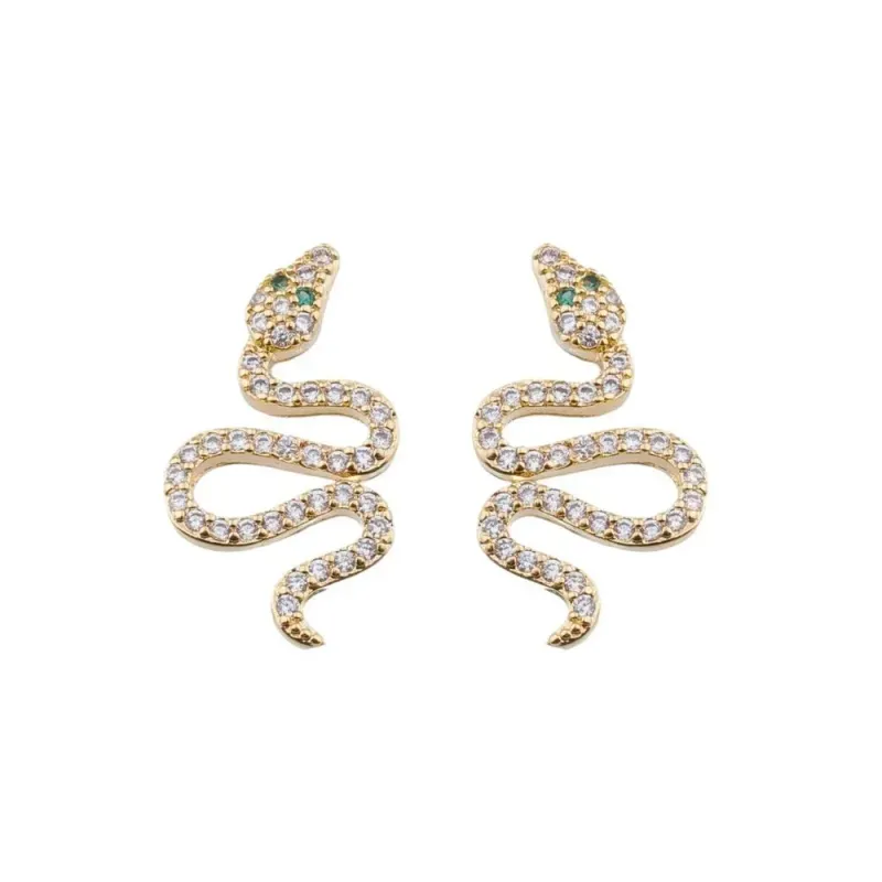 BRINCO SERPENTE CRAVEJADA BANHADA A OURO