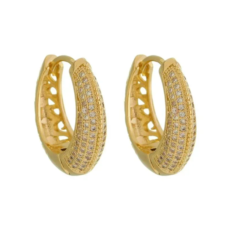 BRINCO ARGOLA CRAVEJADA MAY BANHADO A OURO
