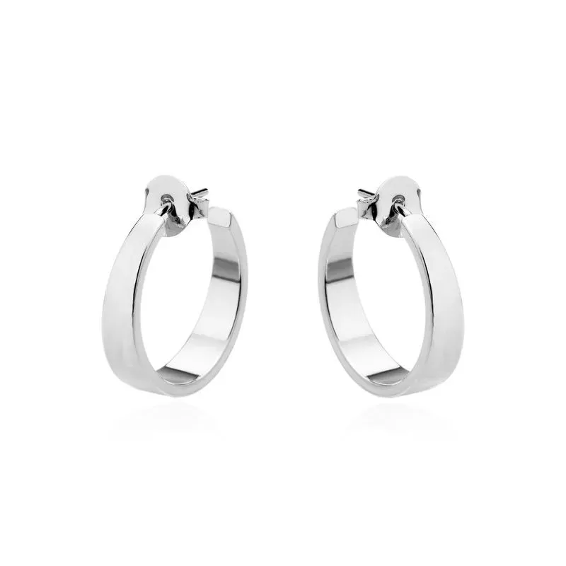 BRINCO ARGOLA LISA LARGA MÉDIA COM TARRAXA - RÓDIO BRANCO
