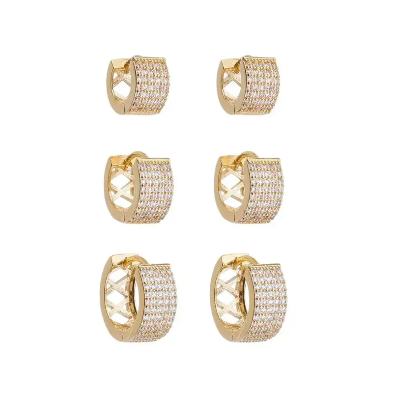 BRINCO TRIO ARGOLA LARGA CRAVEJADO BANHADO A OURO